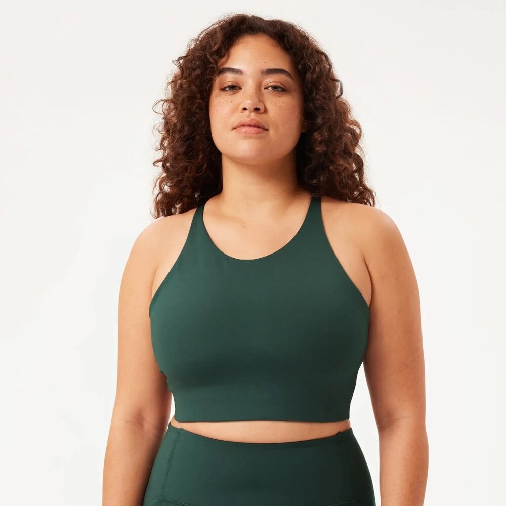 Girlfriend Collective Topanga Bra Moss Green – Size Medium, Sustainable Activewe